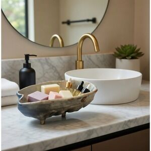 Vintage Ceramic Bathtub Claw Tub Planter Trinket Soap Dish Holder